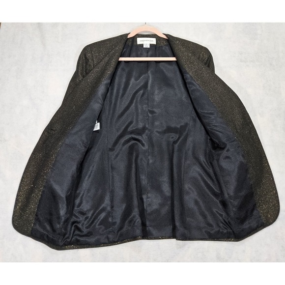 Vtg Oversized Blazer Womens 10 Boyfriend Jones New York Wool Gold Metallic - Picture 6 of 9